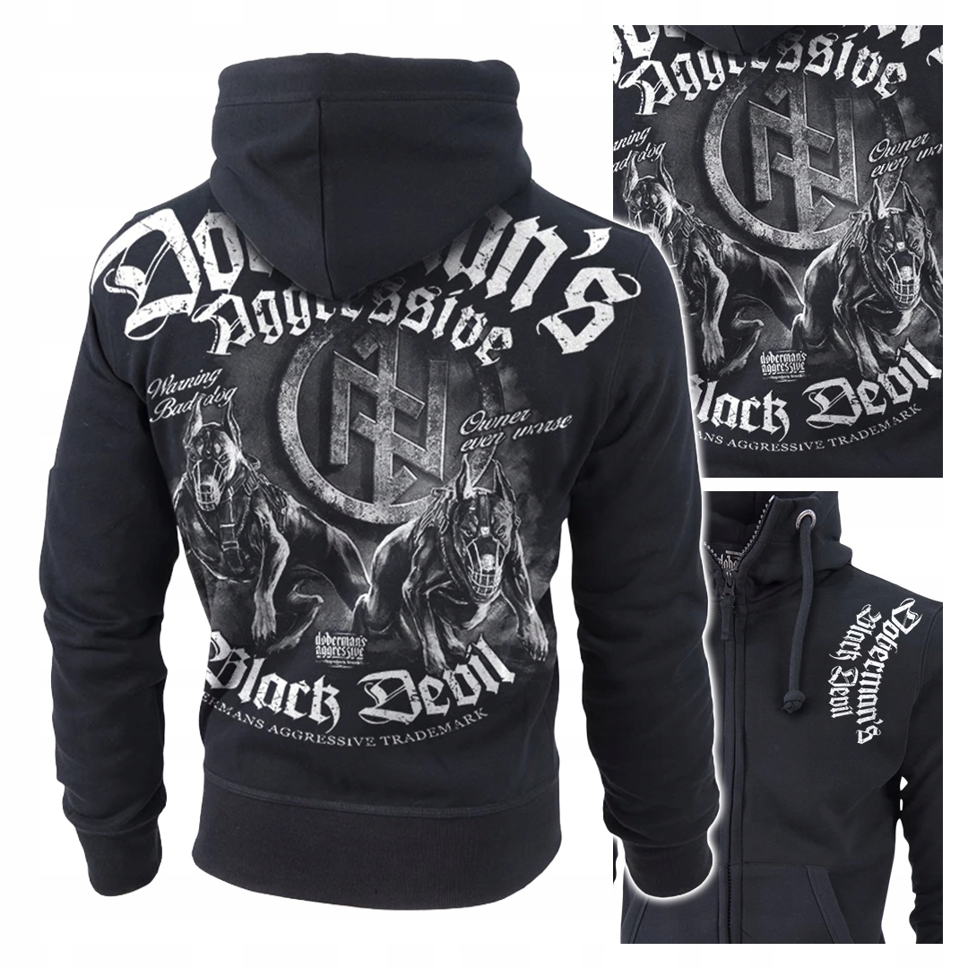 Mikina s kapucí rozepínací Dobermans Aggressive Valhalla Black Devil BZ198