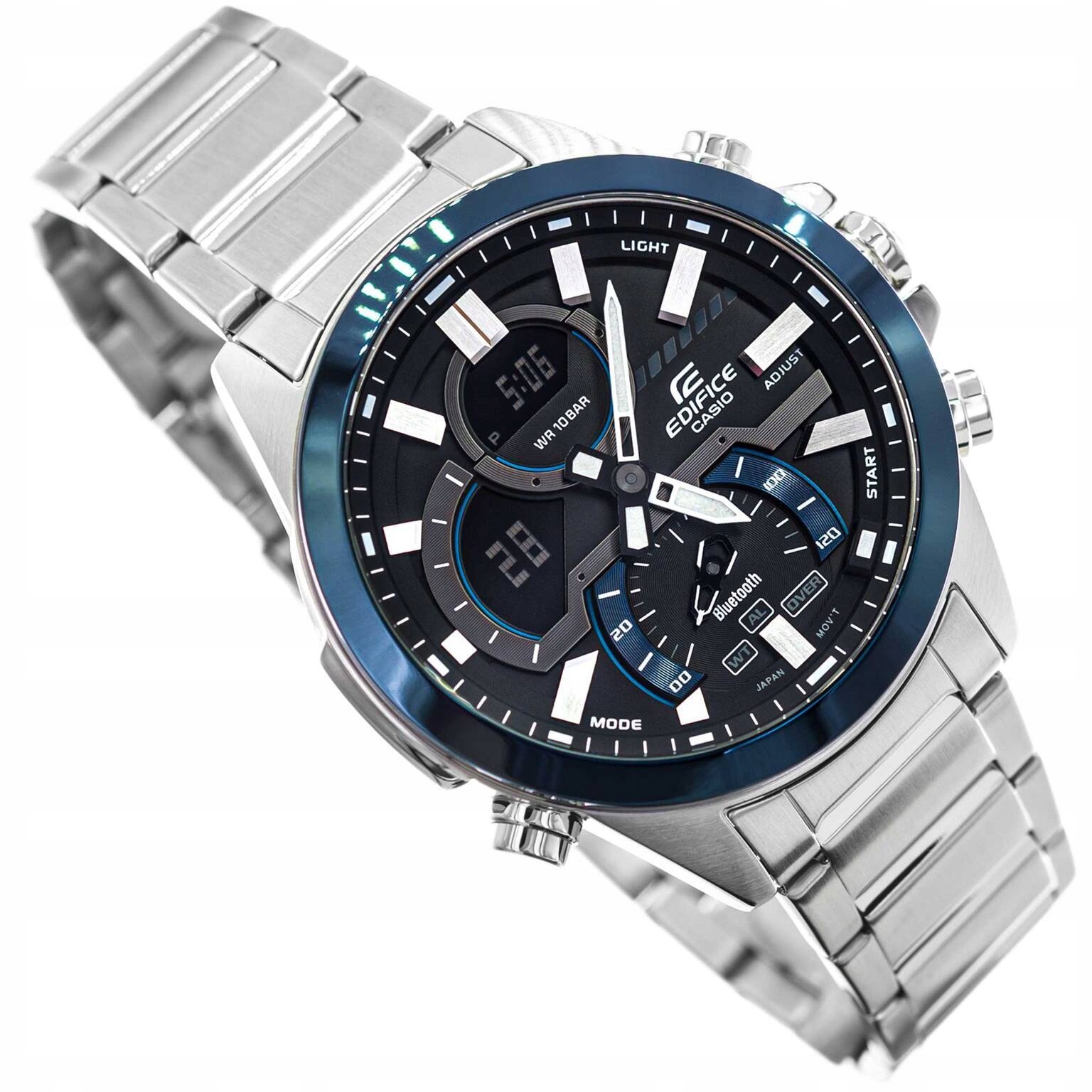 Pánské Hodinky Casio ECB-30DB-1AEF Edifice S Bluetooth, Na Ocelovém Náramku, Vodotěsnost 100M