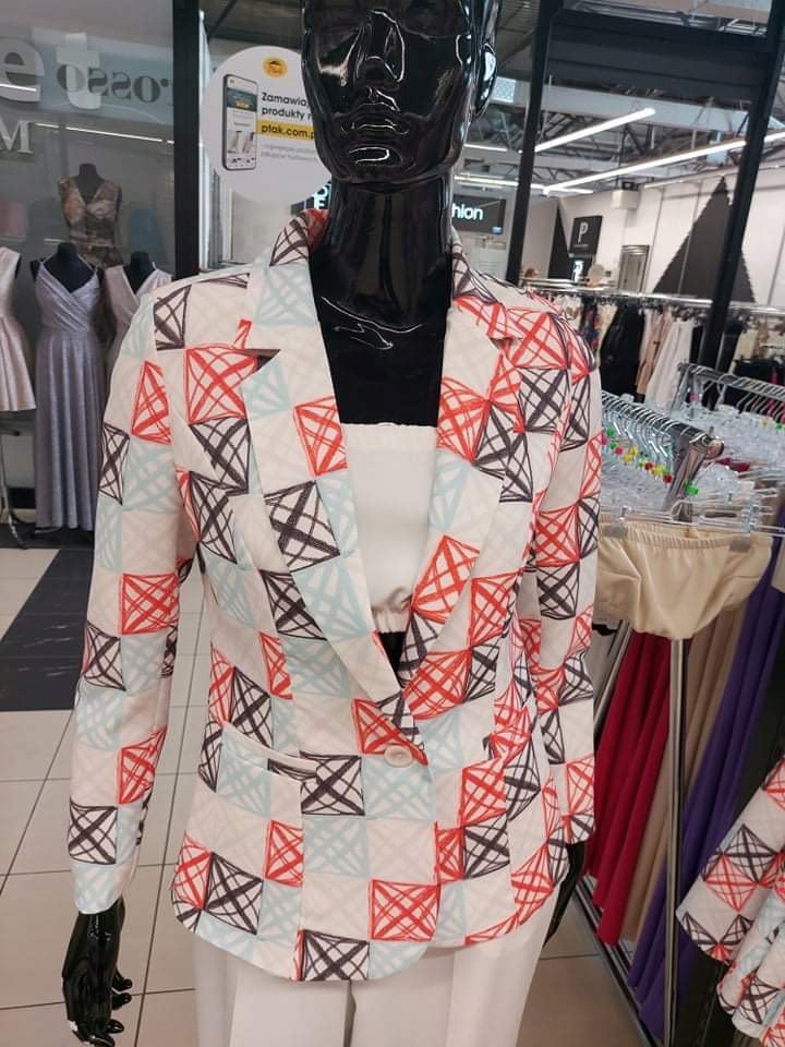 Sako Kvadraty Ingrosso Barva Ecru vel S