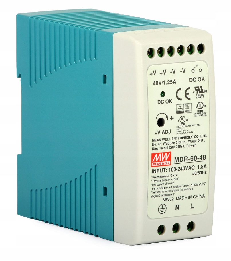 Napájecí zdroj MDR-60-48 48 V Din lišta Mean Well