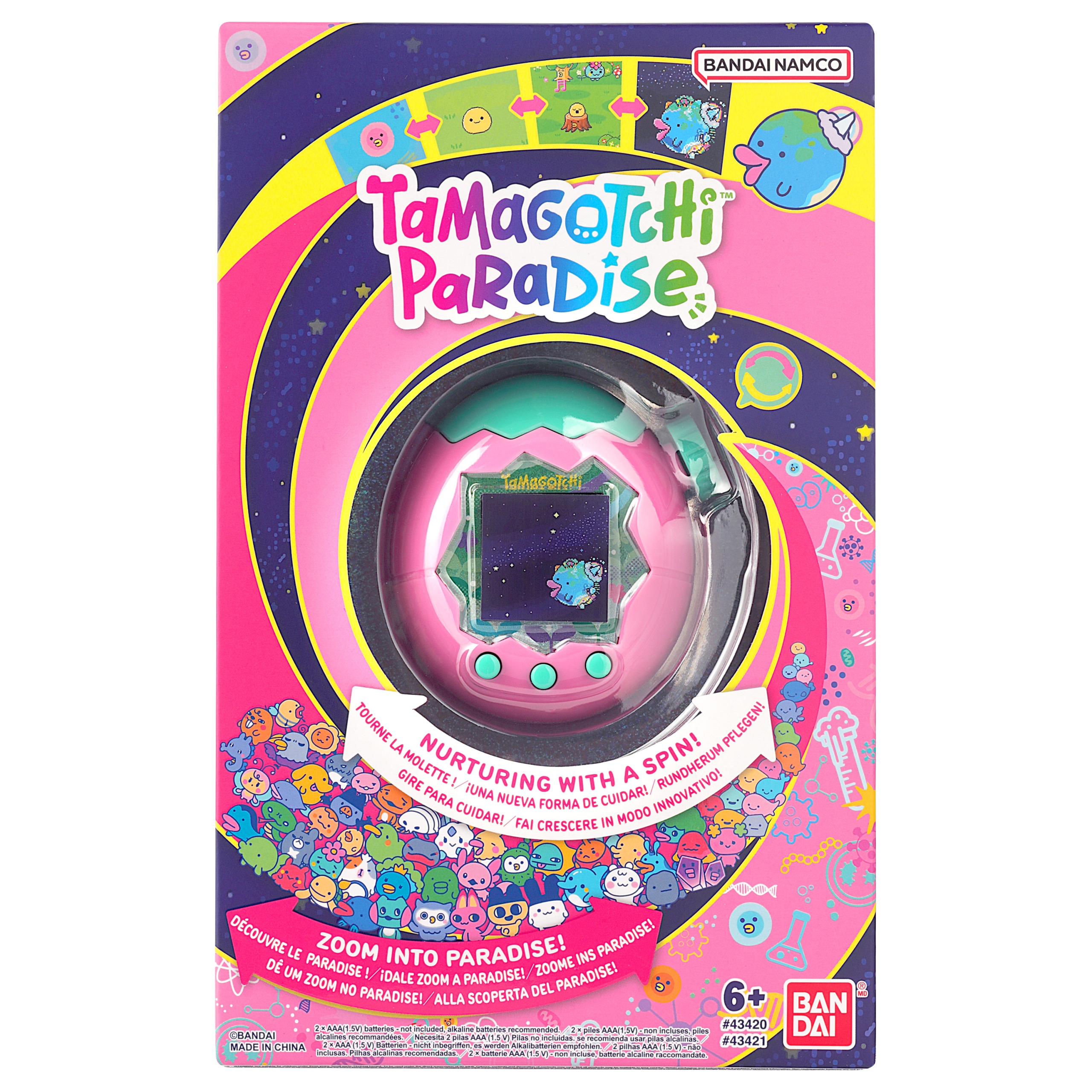 TAMAGOTCHI PARADISE Róż LAND Zakręcone Wychowanie ZOOM Powiększanie Gra PL