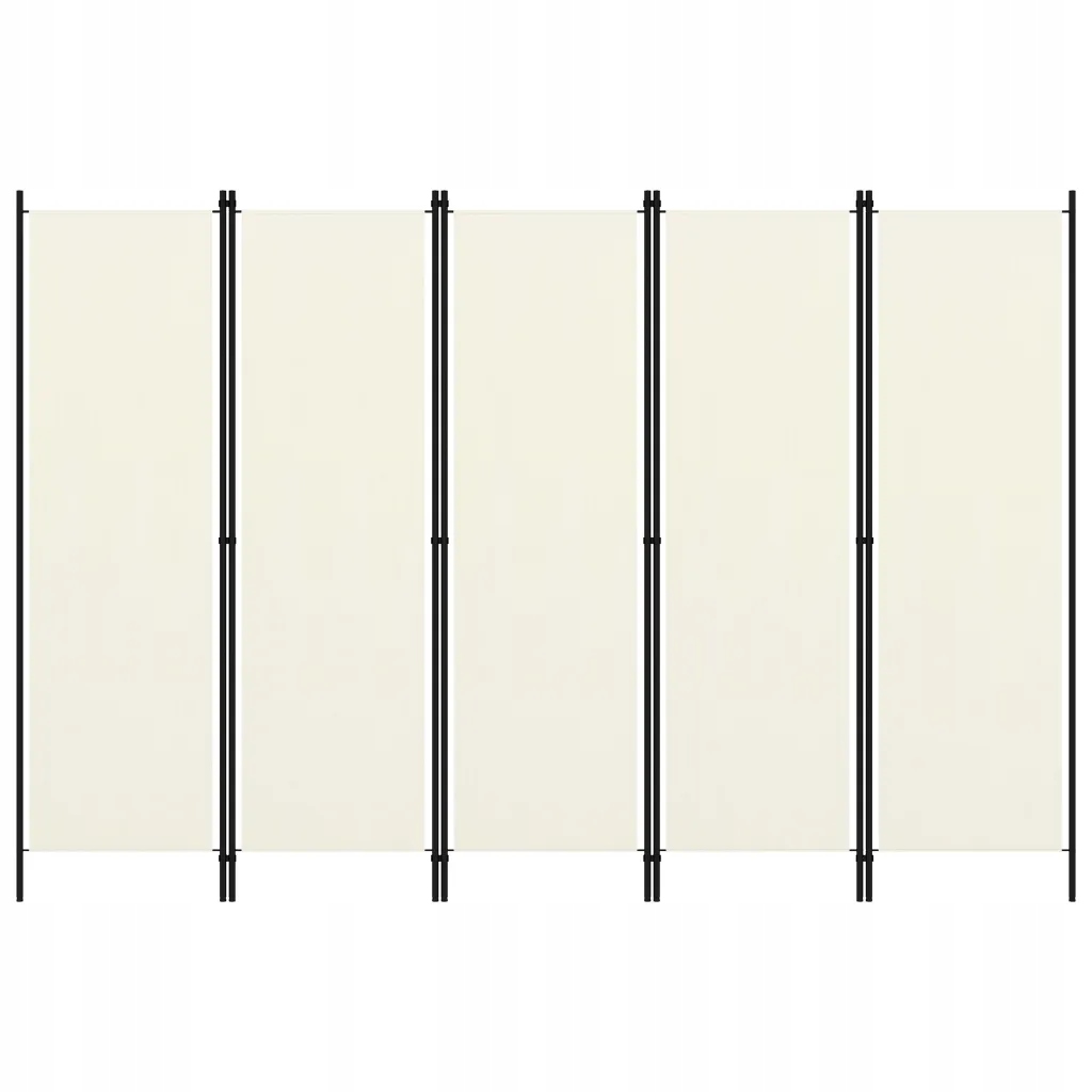 Parawan 5-panelowy, kremowy, 250 x 180 cm