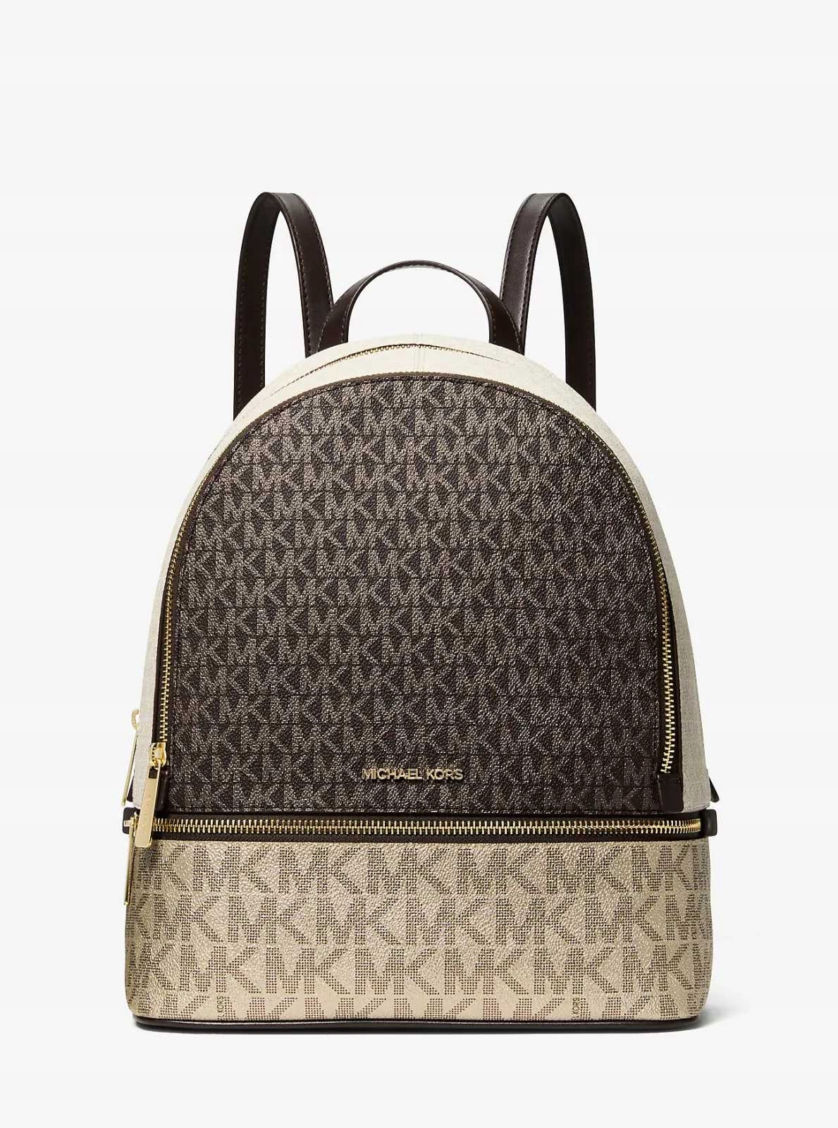 Michael Kors dámský metalický batoh Rhea Metallic hnědý logový