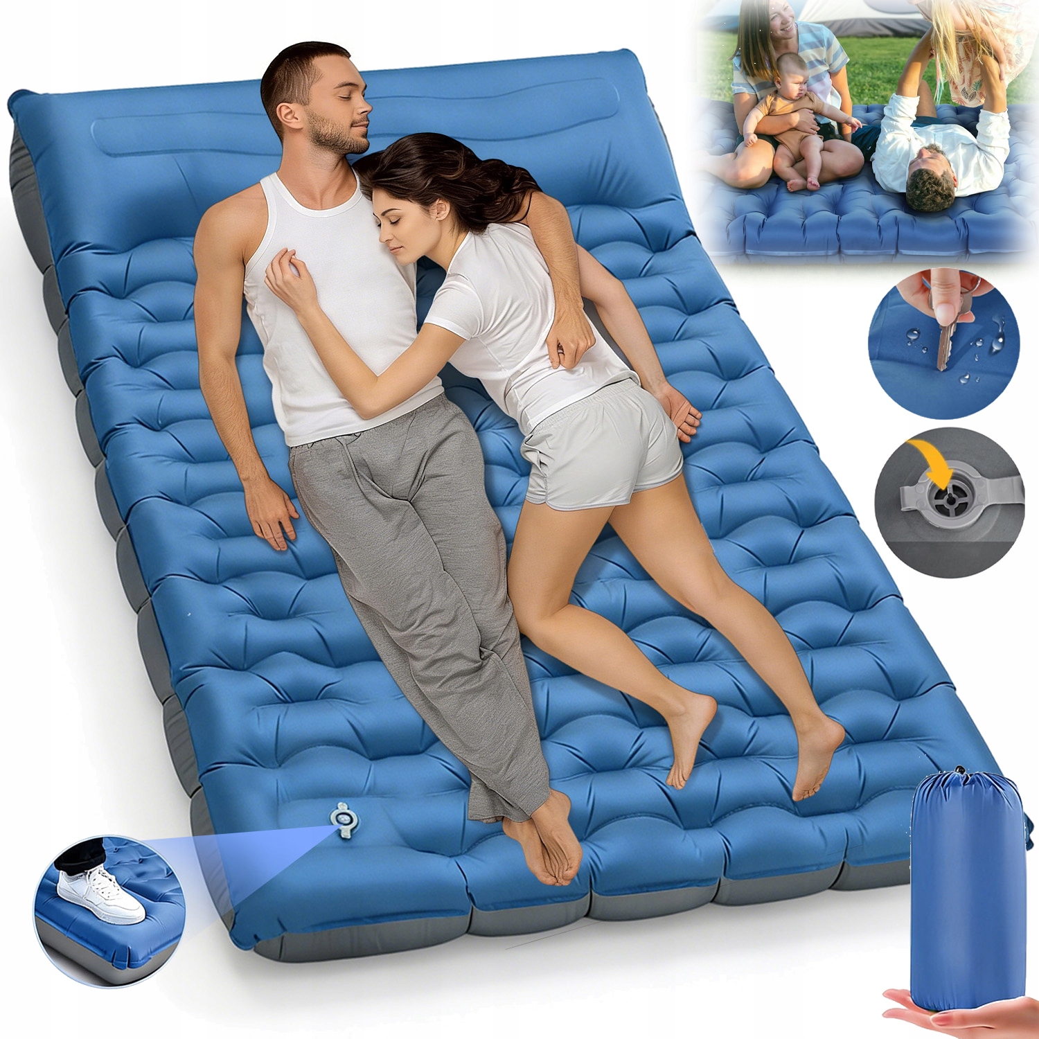 Matrace Dvoulůžková Skládací Turistická Karimatka S Polštářem Podložka