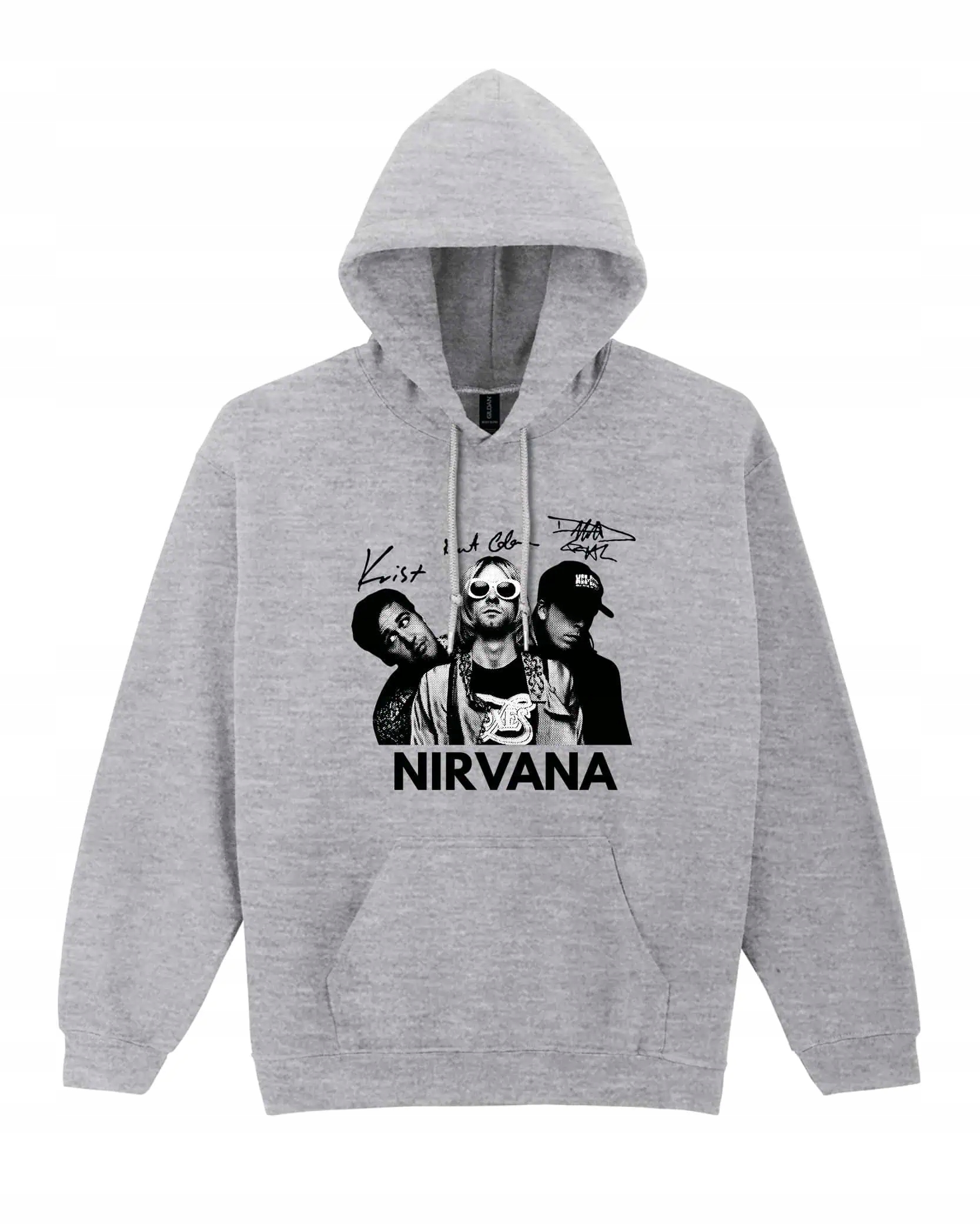 Mikina s kapucí Grunge Rock Legendy Ikony s autogramy Šedá XL