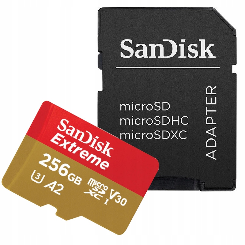 KARTA PAMIĘCI MICROSD 256 GB 4K DO AUTA LUSTRZANKI GOPRO WIDEOREJESTRATOR Producent SanDisk