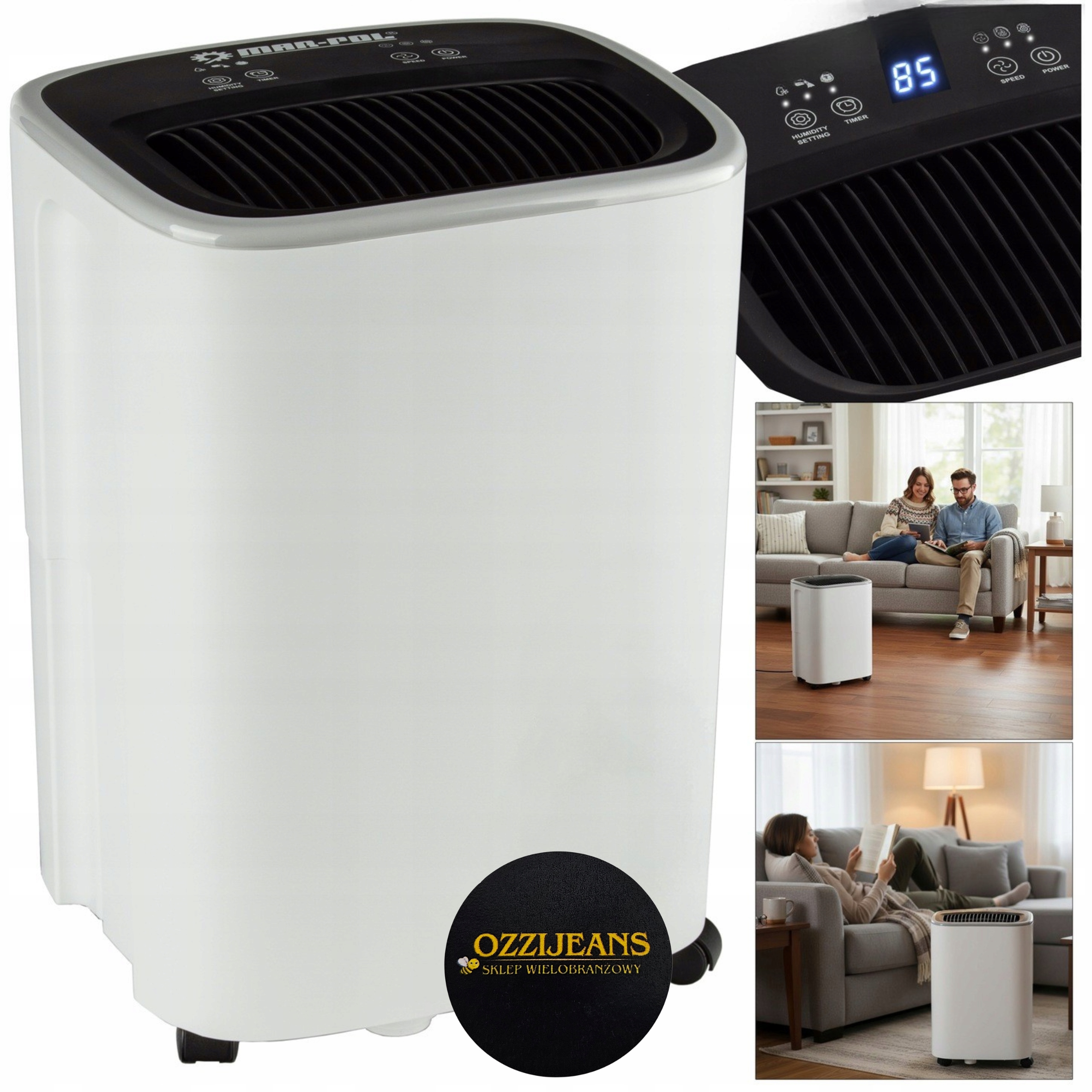 Výkonný Odvlhčovač Vzduchu Pohlcovač Vlhkosti Tichý Časovač 12 L/ Bonus Vlepte