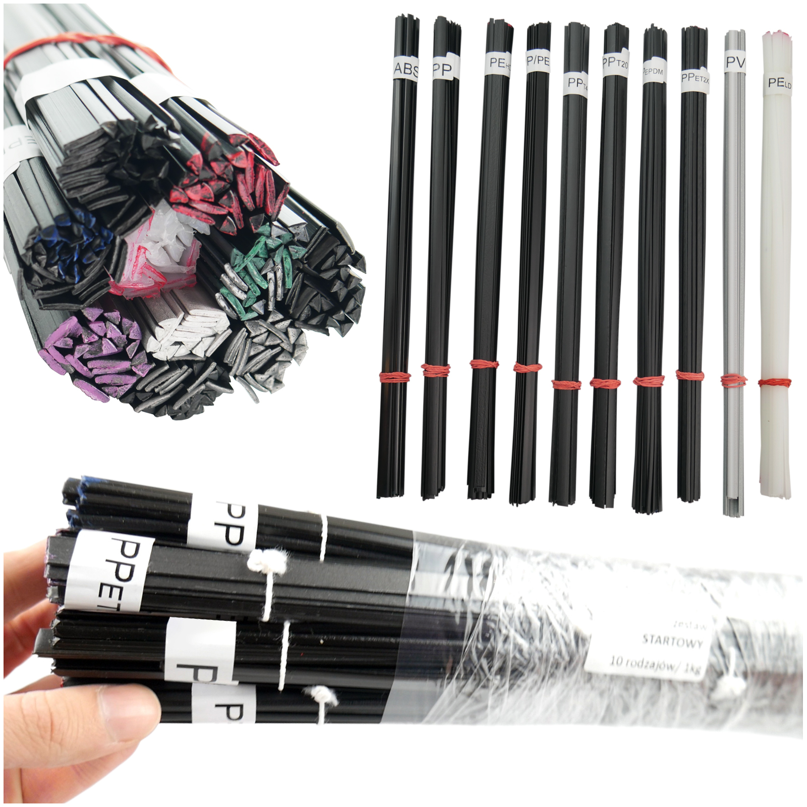 Sada pojiv pro svařovací stroj na plasty 10 x 100 g, mix Trojúhelníkových Pásků