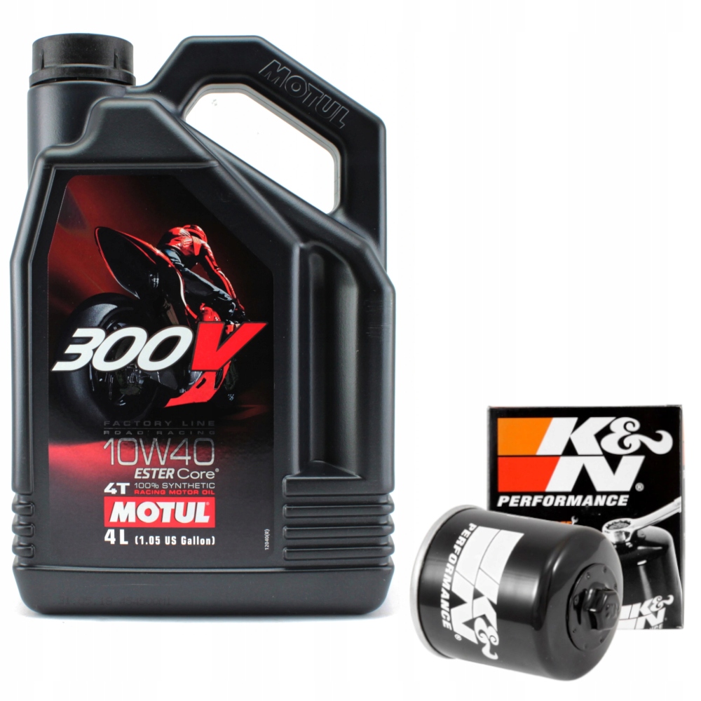 

Olej Motul 300v 10W40 4l filtr K&n KN303