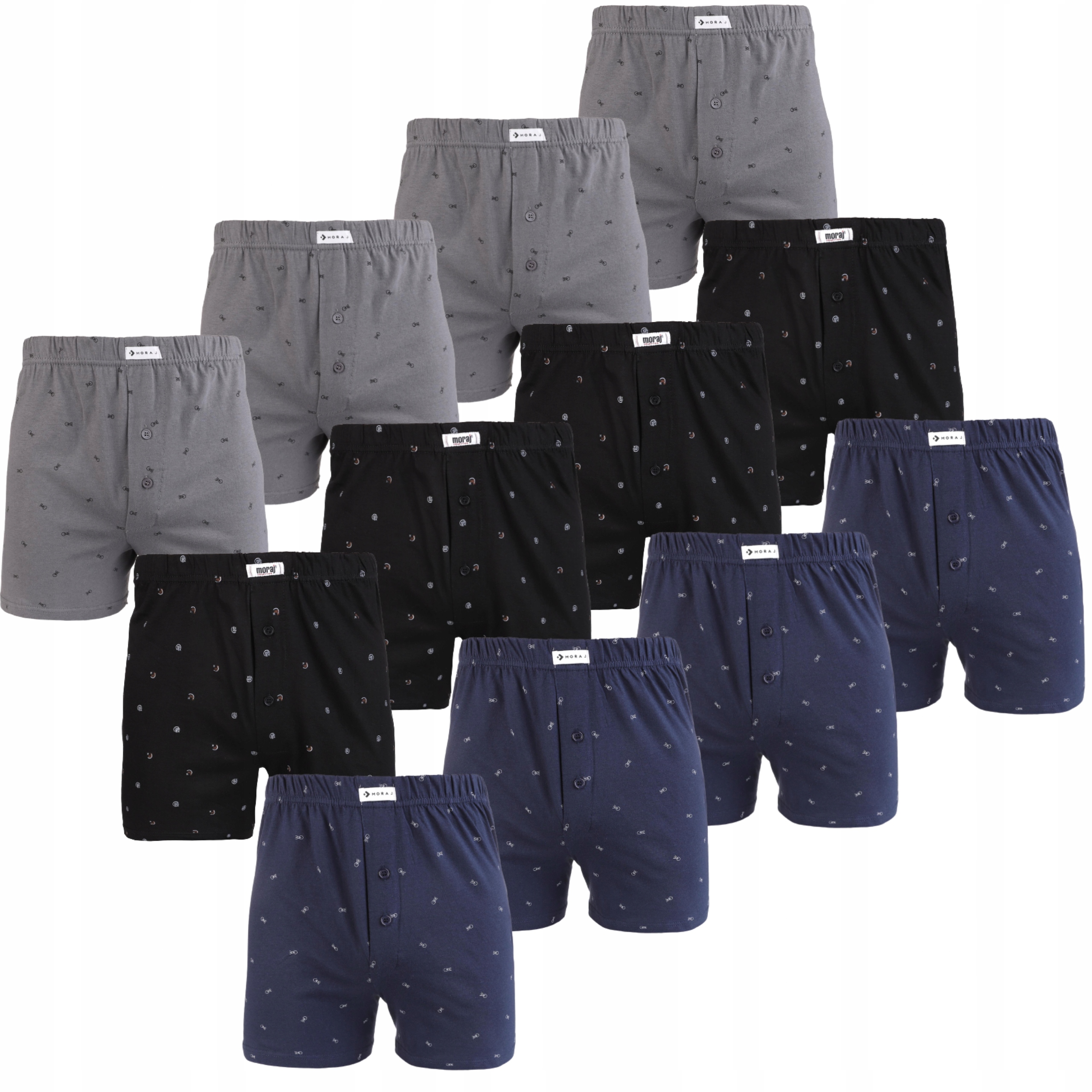 12 x Pánské boxerky Volné Bavlna Pohodlné Moraj L