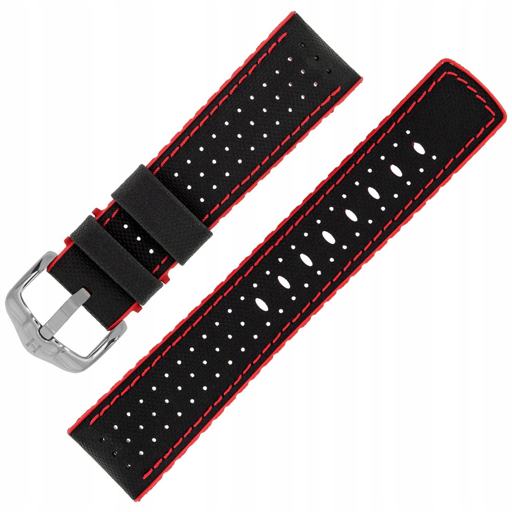 Pásek k hodinkám Hirsch 0912094050-4-20 černý, červený 20 mm