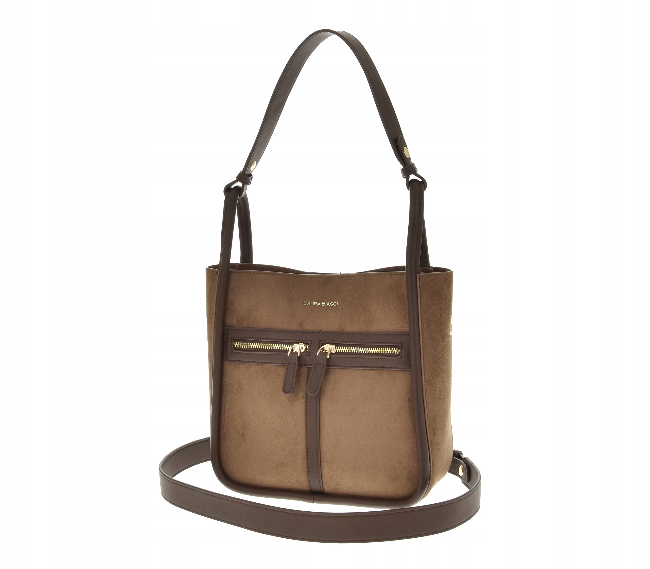 Dámská kabelka Laura Biaggi shopper kabelka přes rameno hnědá semišová elegantní