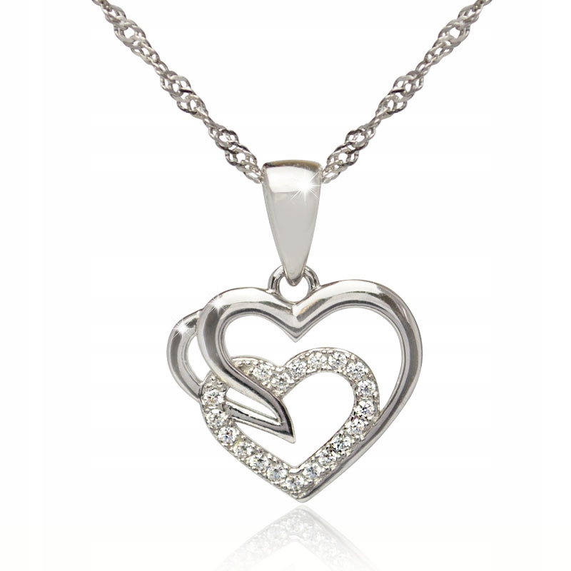 Stříbrný Řetízek Se Srdcem A Zirkony