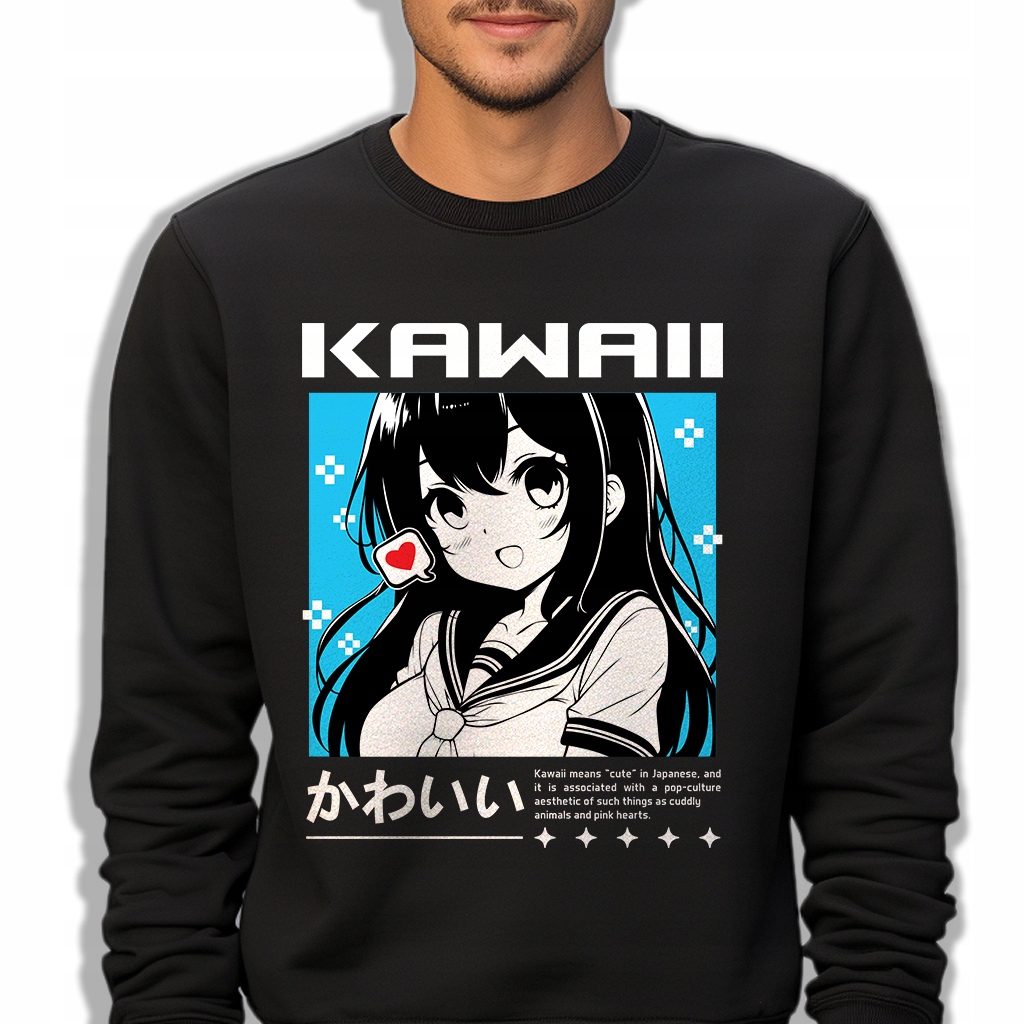 Pánská Mikina Tepláková Černá Velikost XL Dárek Kawaii Anime Manga Wz