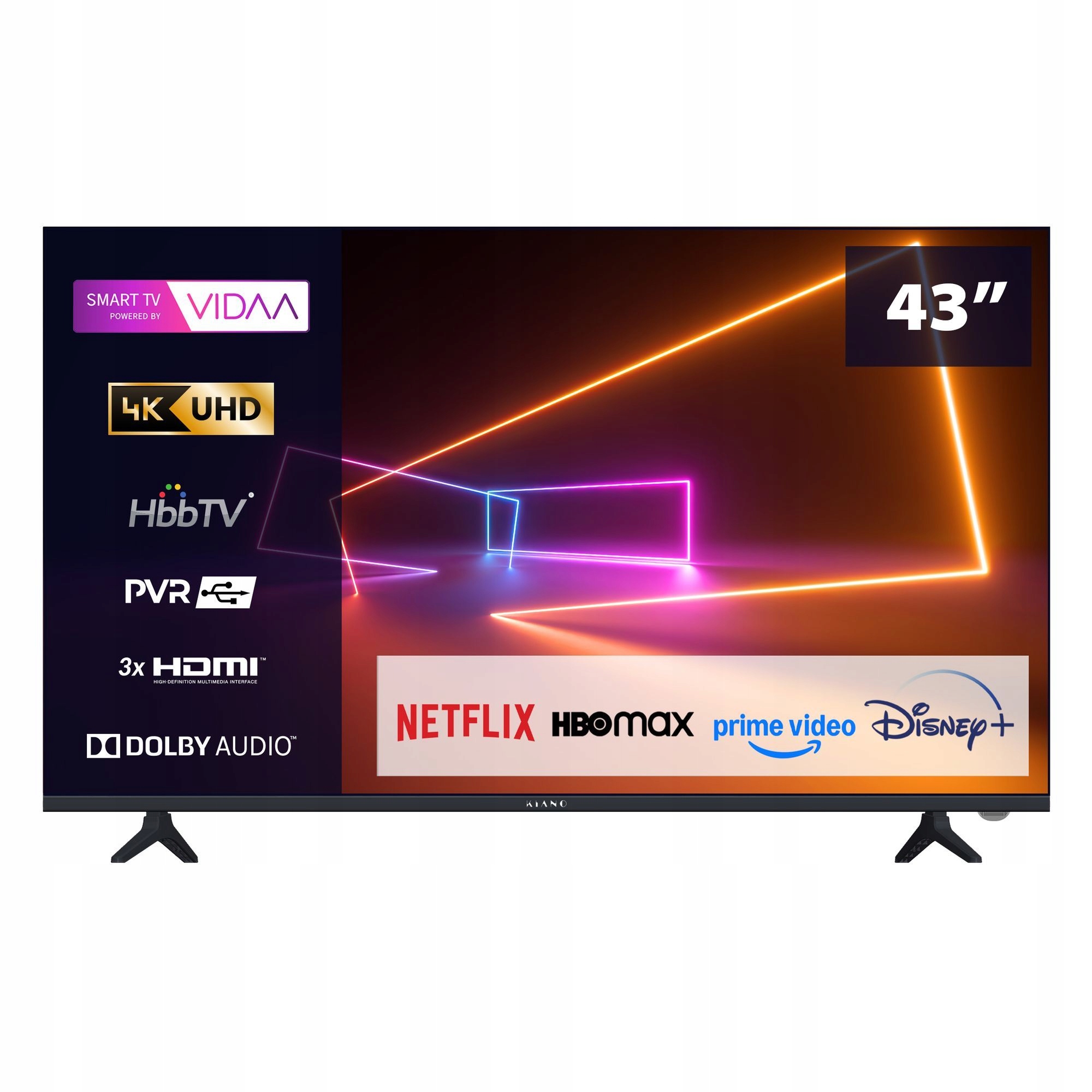 Telewizor Kiano Elegance 43” Dled 4K Uhd Vidaa Smart Tv Pvr Dolby Digital