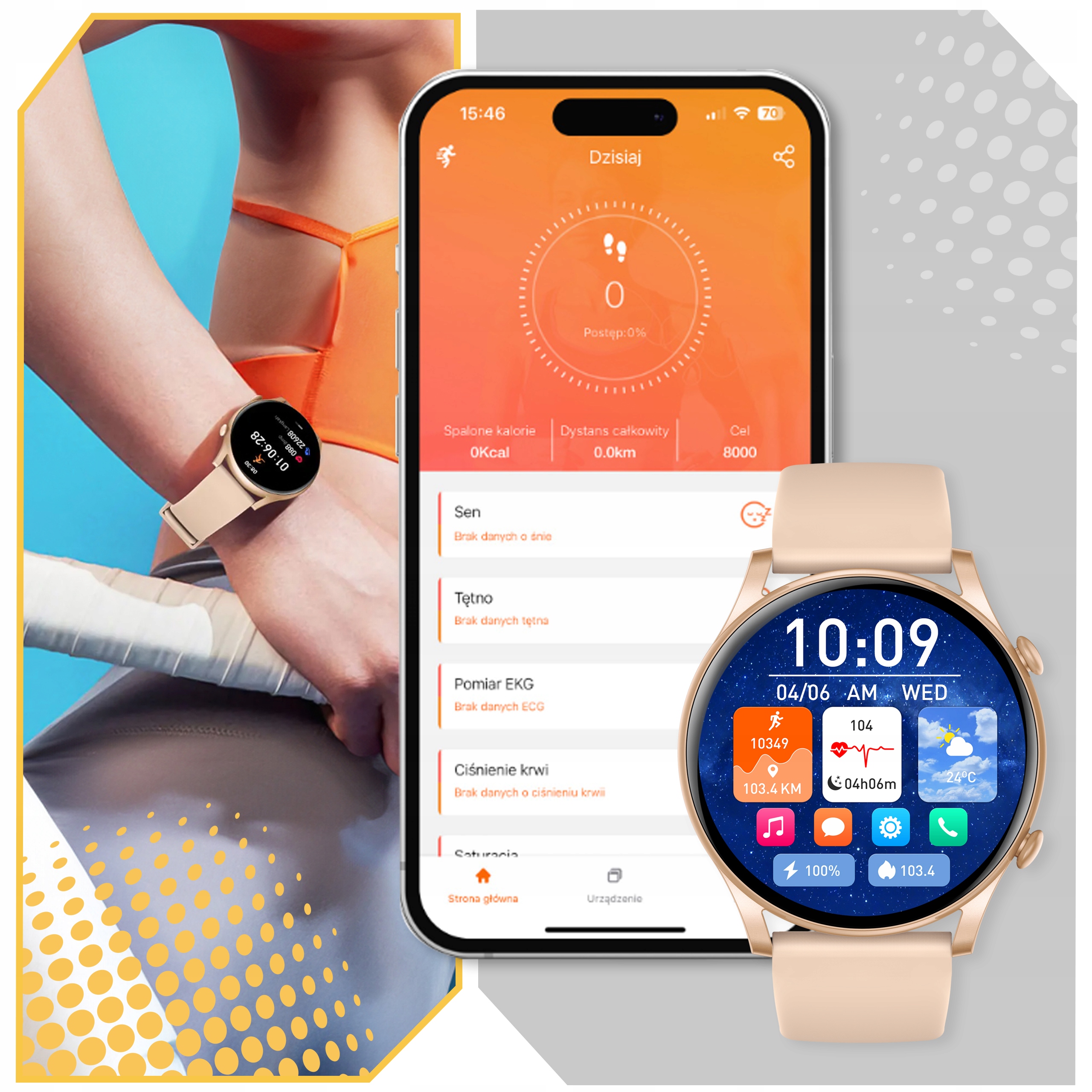 SMARTWATCH DAMSKI ZEGAREK PL MENU ROZMOWY SMART WATCH WODOODPORNY Model inny