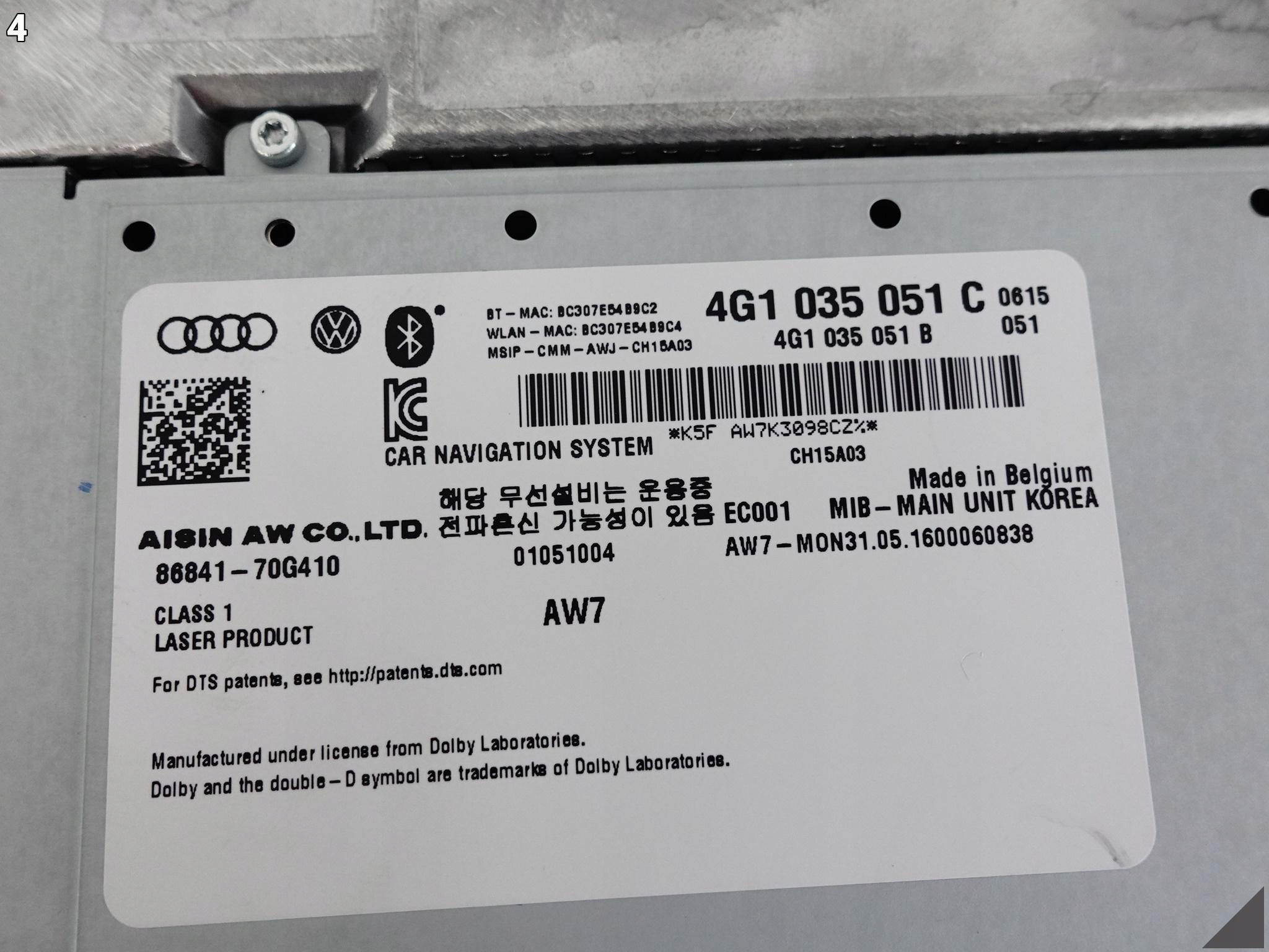 AUDI A6 S6 4G0 A7 4G8 C7 LIFT 14-18 navigation player SD MIB-MAIN UNIT 36KM