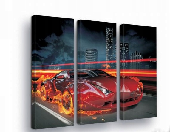Obraz 90x80 Rychlost pohybu sportovní auto plamen oheň noc město