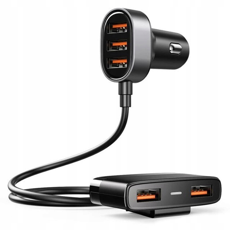 Joyroom szybka ładowarka samochodowa 5x Usb 6,2 A z przedłużaczem czarny (j