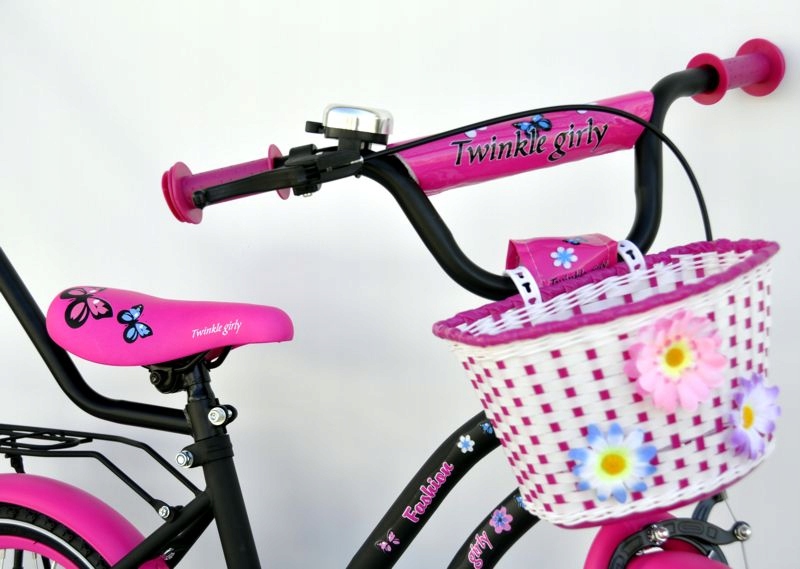 Rower 16 cali TWINKLE GIRLY Fashion BLACK/Pink MAT Rama Stalowa