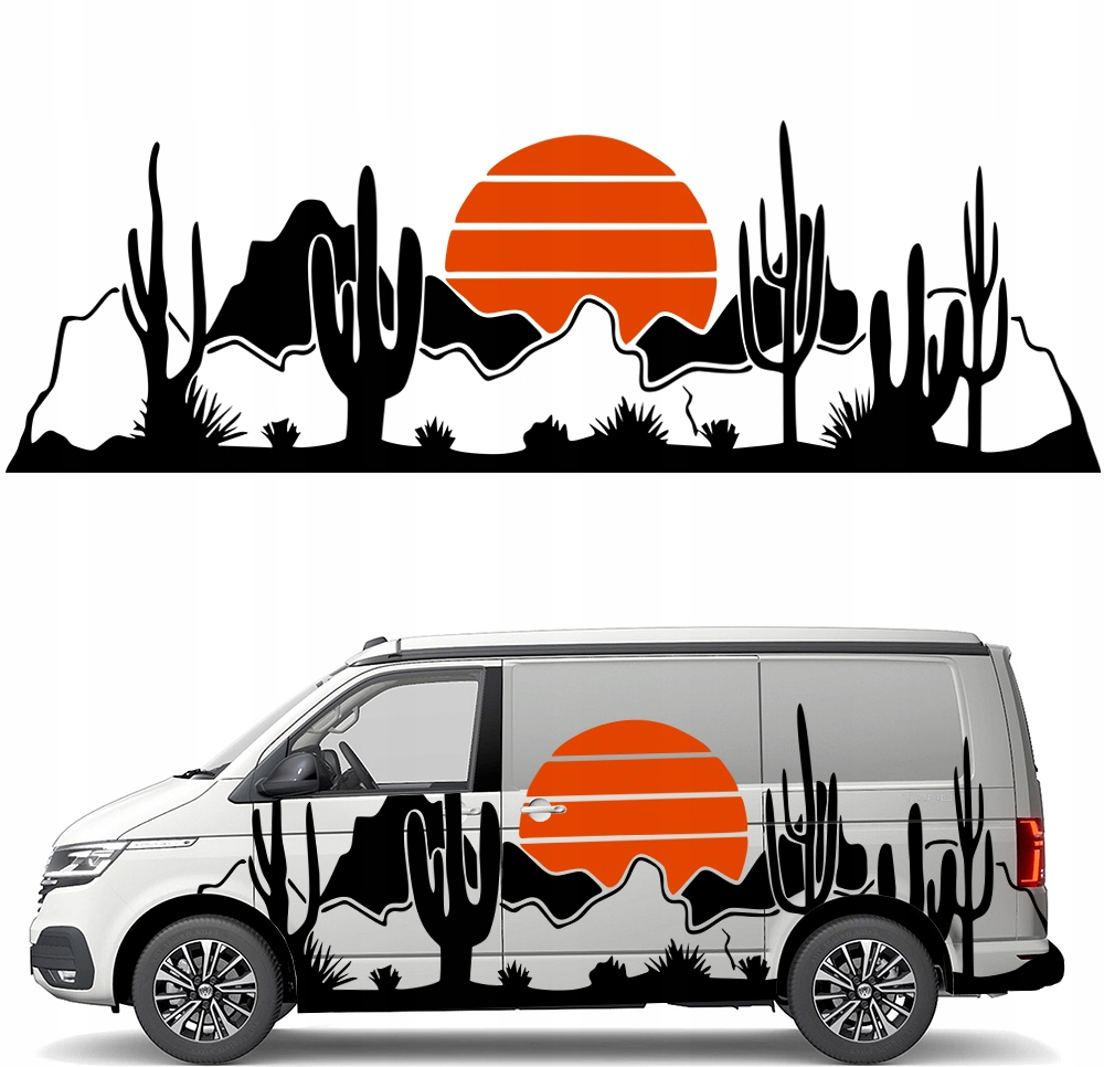Nalepka Grafika na karavan přívěs Poušť Kaktus Desert Western 90x280