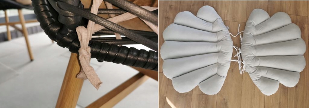 FOTEL WISZĄCY Z KOMPLETEM PODUCH MUSZLI/KOLORY Średnica/szerokość maksymalna 79 cm