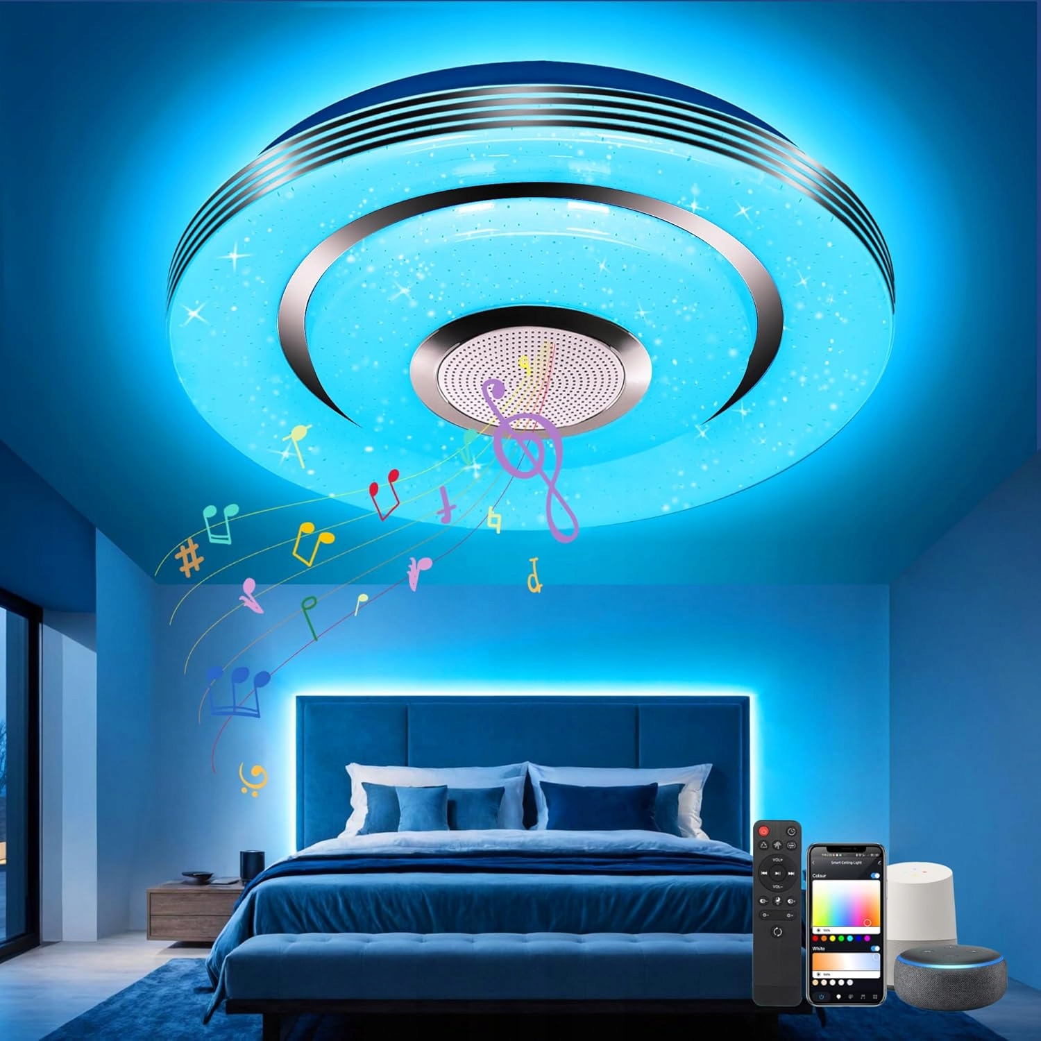 Easy Eagle stropní svítidlo Led s Bluetooth reproduktorem kompatibilní s Alexou