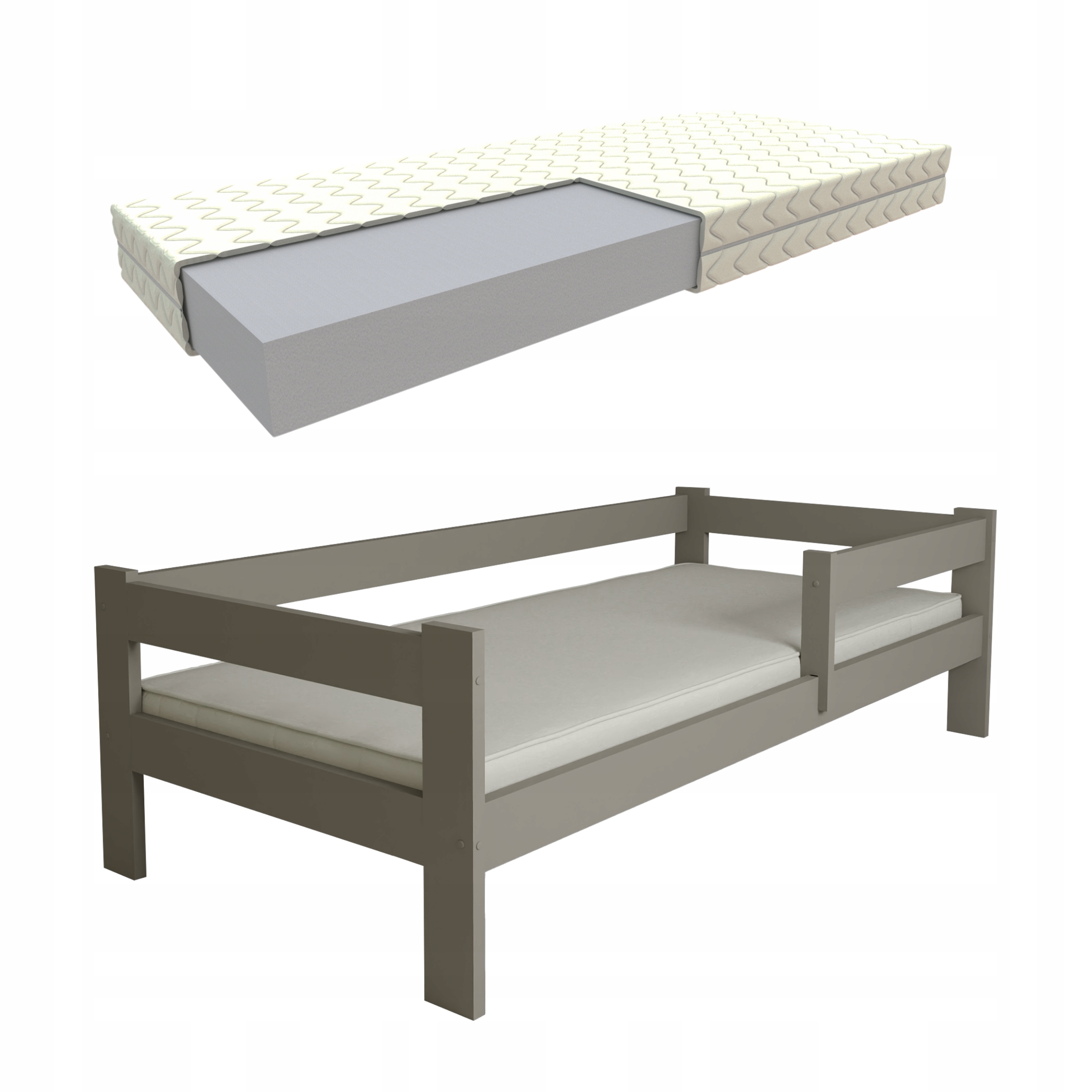 Dětská Postel Ala 80x180 Šedá Matrace Rošt Bonus Dřevěná