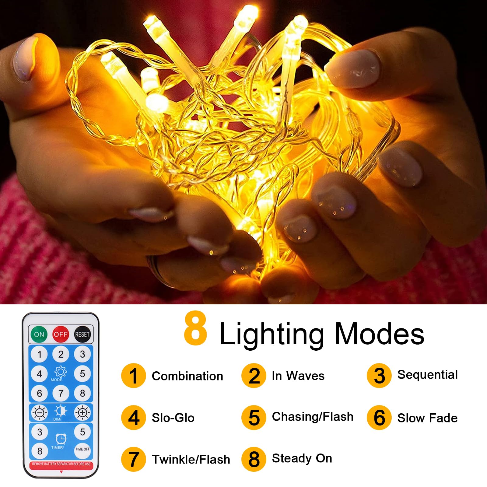 MICACORN Lampki Solarne Zewnętrzne Girlanda Świetlna 8M 264 LED — miniatura 4