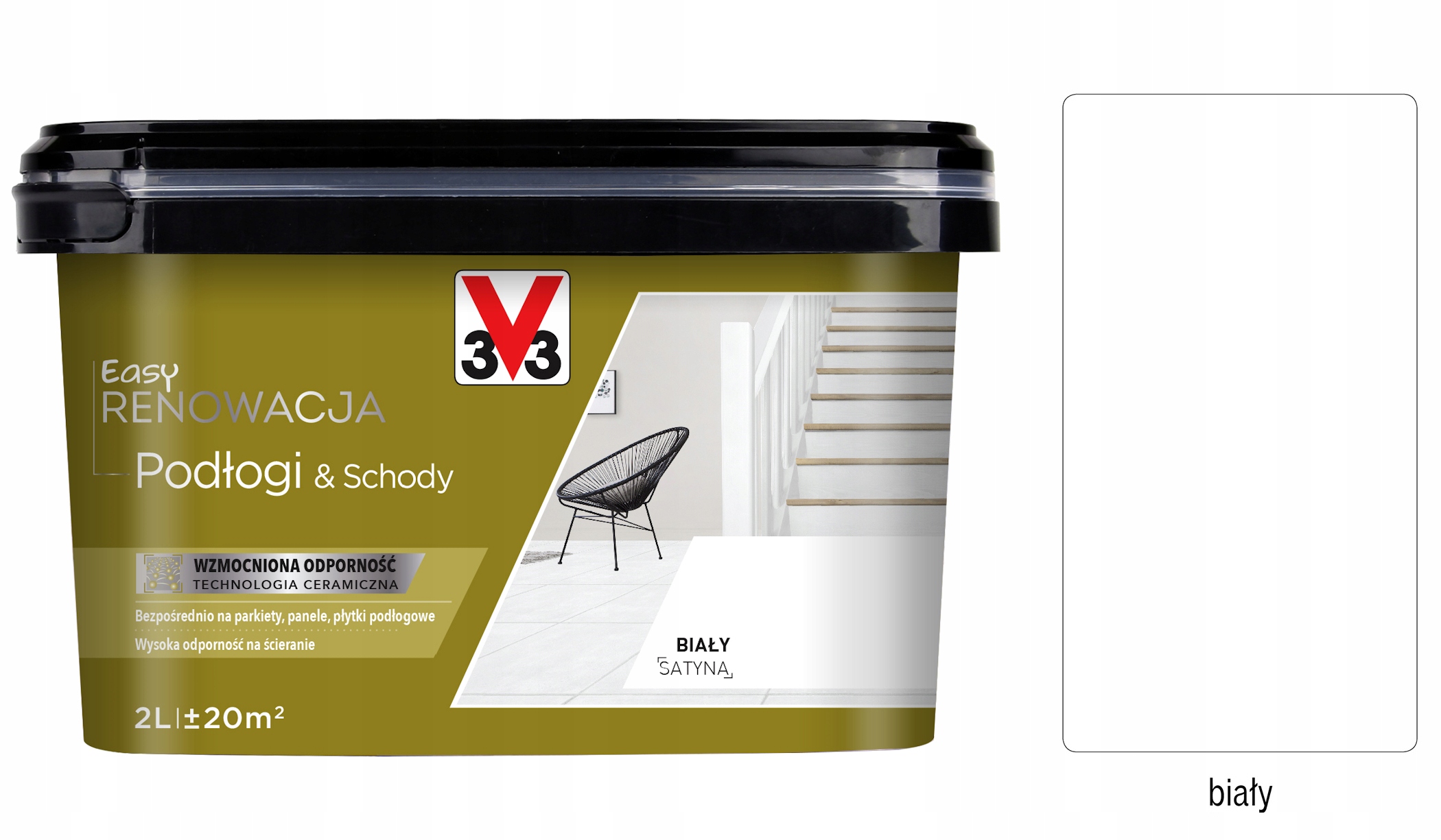V33 Farba na renováciu podlahy a schodov 2 L Biely satén