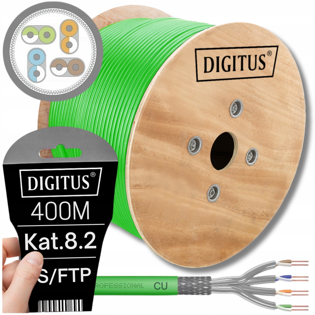 Síťový Kabel Kroucený Kabel Dca Drát Sftp KAT.8.2 LS0H 400 M Digitus