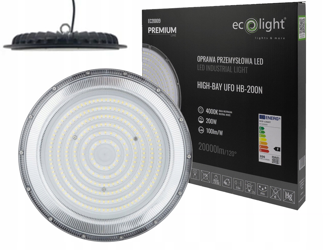 Průmyslová lampa High Bay Ufo Led 200W IP65 bílá Neutrální barva