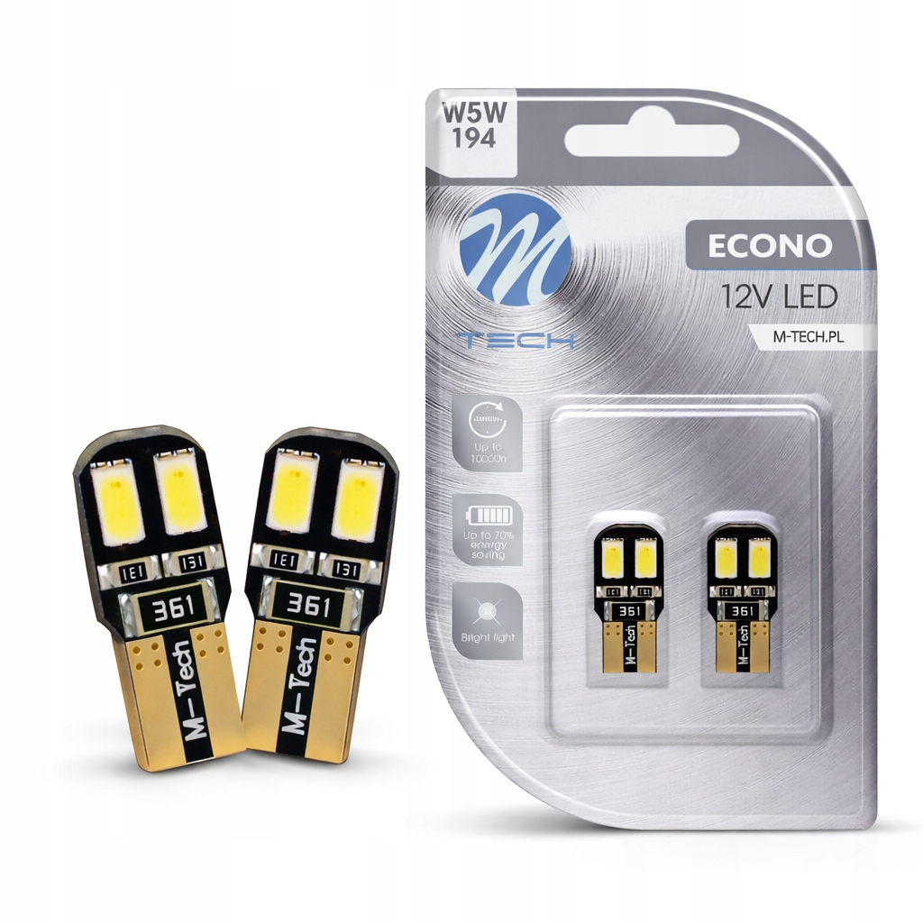 Żarówki W5W T10 Led 12V 4xSMD5730 Canbus *białe* M-tech 2szt.