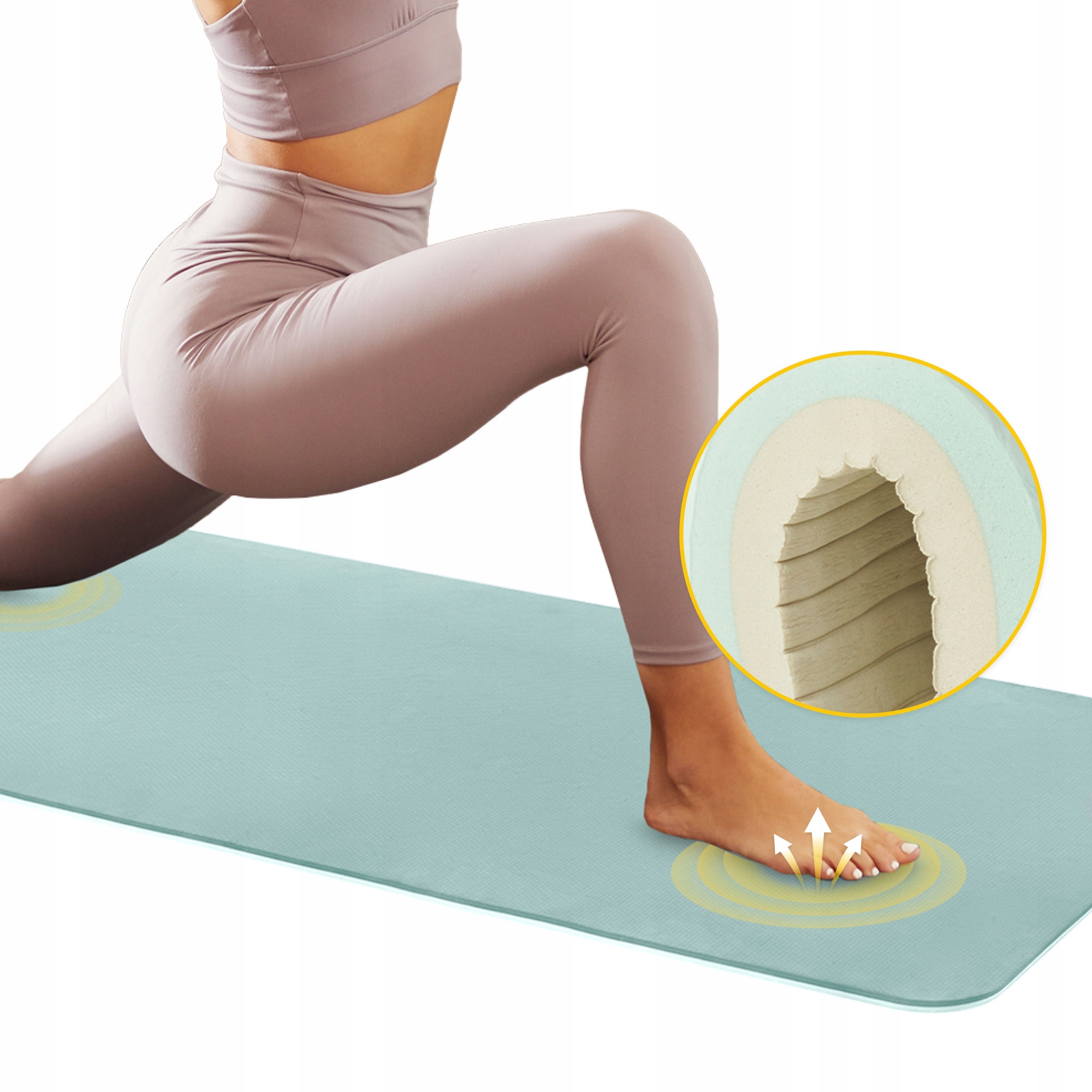 GRUBA MATA DO ĆWICZEŃ FITNESS PILATES ANTYPOŚLIZGOWA Z UCHWYTEM TPE 1CM Marka 4FIZJO