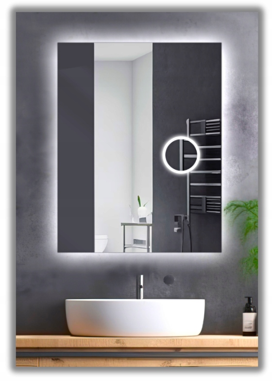 Lustro Led 80x100 Z Lusterkiem Kosmetycznym Do Makijażu 480 diod/m Premium