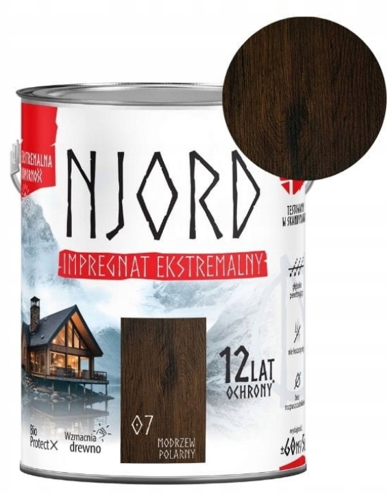 Njord Impregnat ekstremalny do drewna 12 lat ochrony modrzew polarny 5L