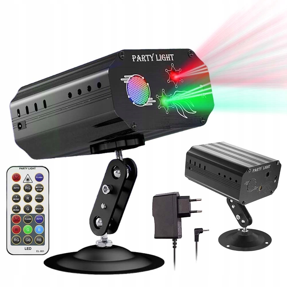 LAMP DYSKOTEKOWA LED RGB PROJEKTOR KONTROLA GŁOSU DLA KLUB KTV PUB BAR