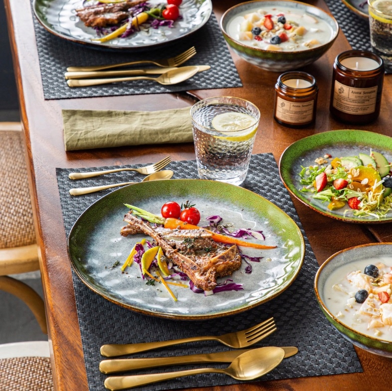 VANCASSO STARRY zastawa obiadowa zielona kamionkowa dla 12 osób / 36szt Linia STARRY