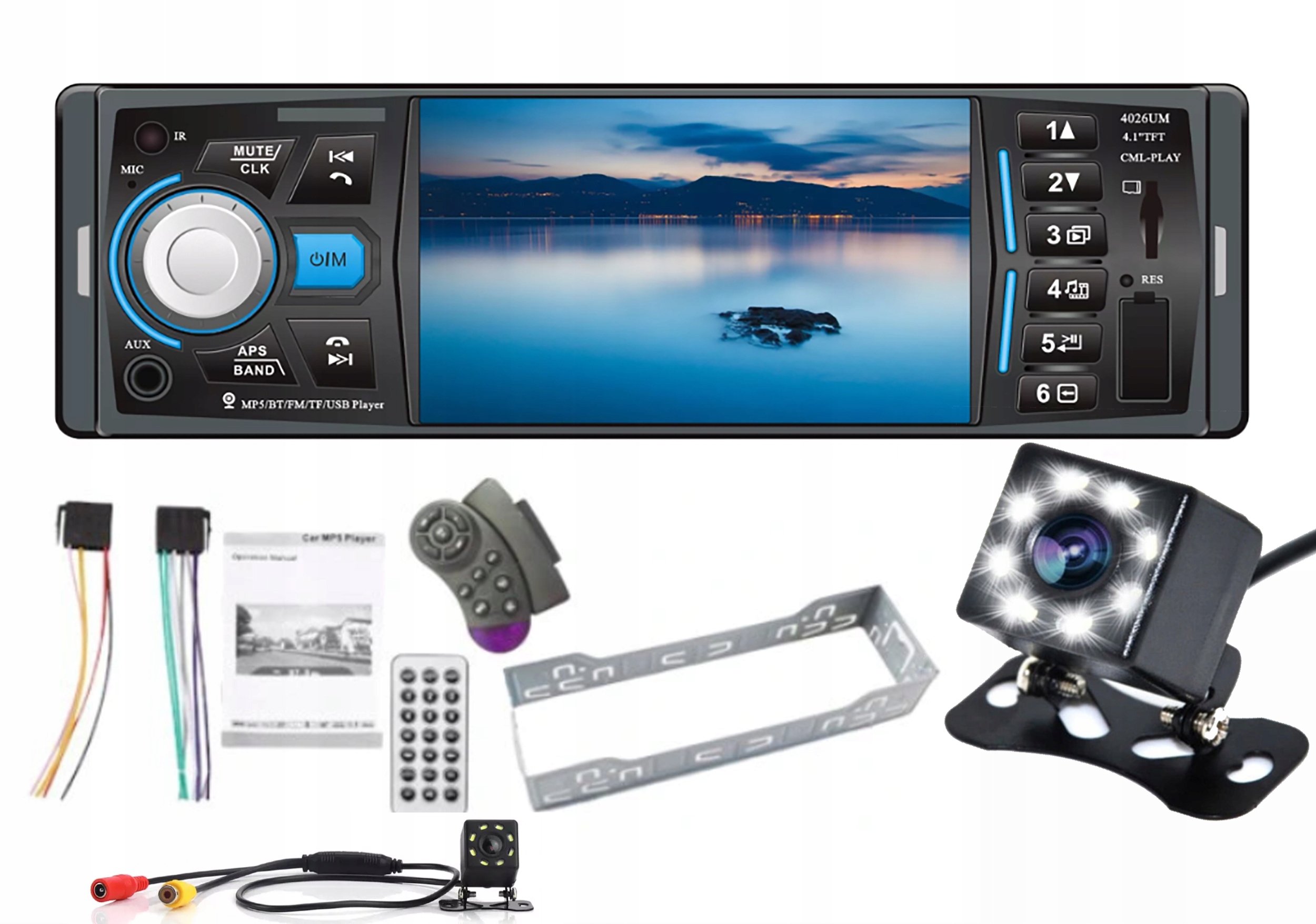 

Radio Samochodowe 1DIN 4,2" Usb Bt Aux Kamera