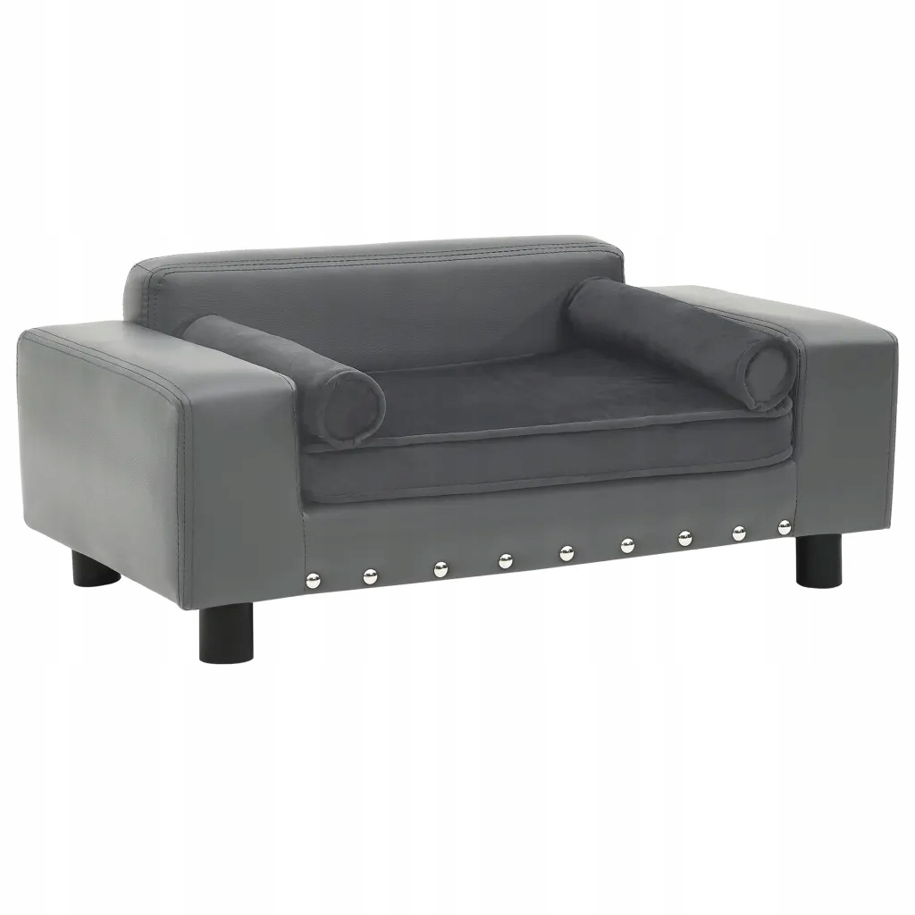 Levně vidaXL Pohovka pro psa, šedá, 81x43x31 cm, plyš a umělá kůže