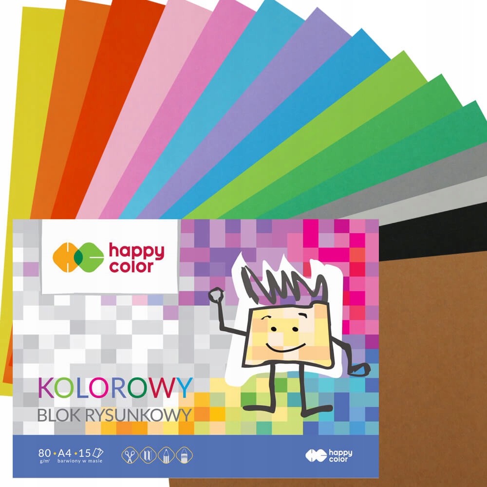 

Blok kolorowy rysunkowy A4 Happy Color- 15 kart