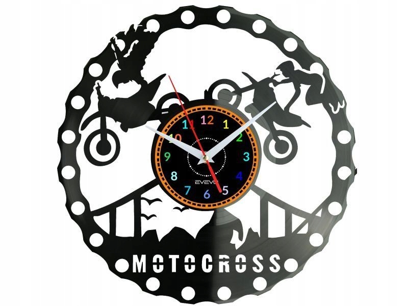 Motocross Nástěnné hodiny Vinylová deska Moderní dekorativní jako Dárek Ur
