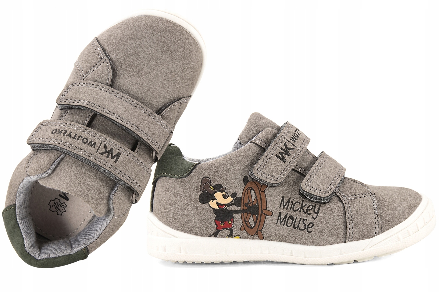 Półbuty dziecięce sneakersy w.SKÓRA lekkie myszka szare Rzepy Wojtyłko 23