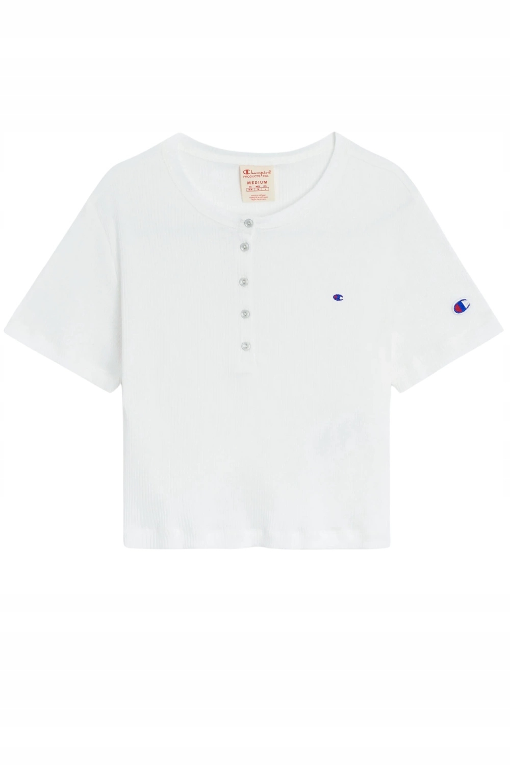 Dámske tričko CHAMPION CLASSIC krátke rebrované biele bavlnené veľ. S