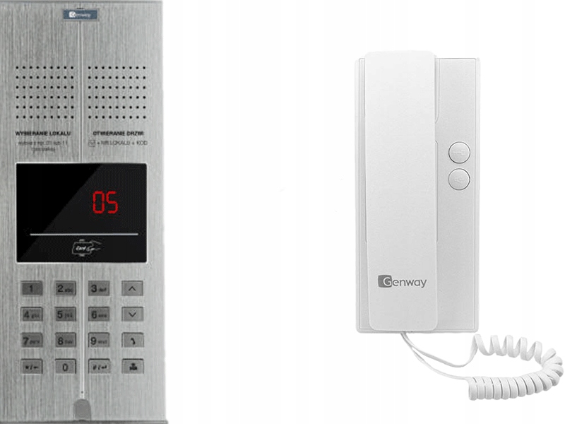 Domofon Genway 4-rodzinny zestaw audio 4 lokale polskie komunikaty Rfid