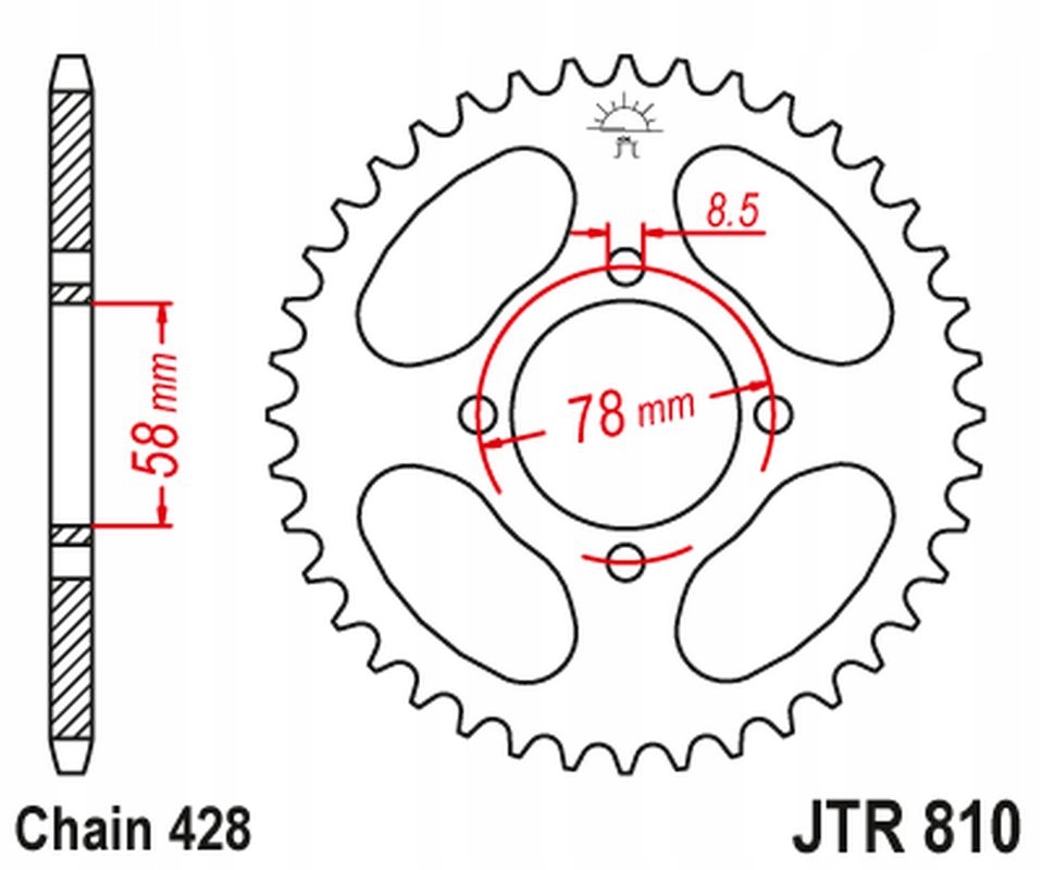 Jt Zębatka Tylna 810 50 Suzuki Gt 125 '74-81, Rv 125 (81050JT) (łańc. 428)