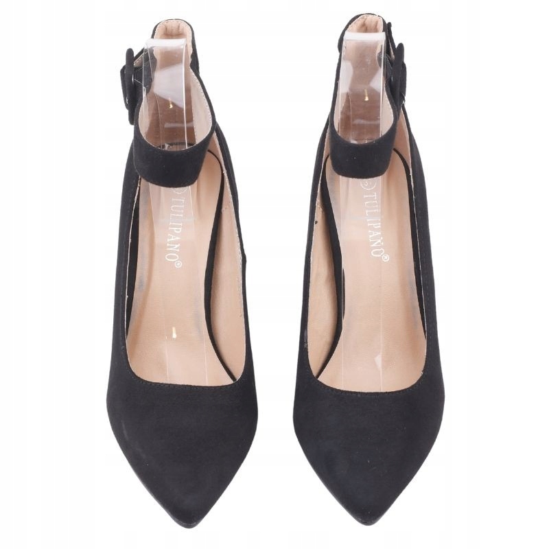 CZARNE CZÓŁENKA DAMSKIE ZAMSZOWE NA SŁUPKU 9 CM Płeć kobieta