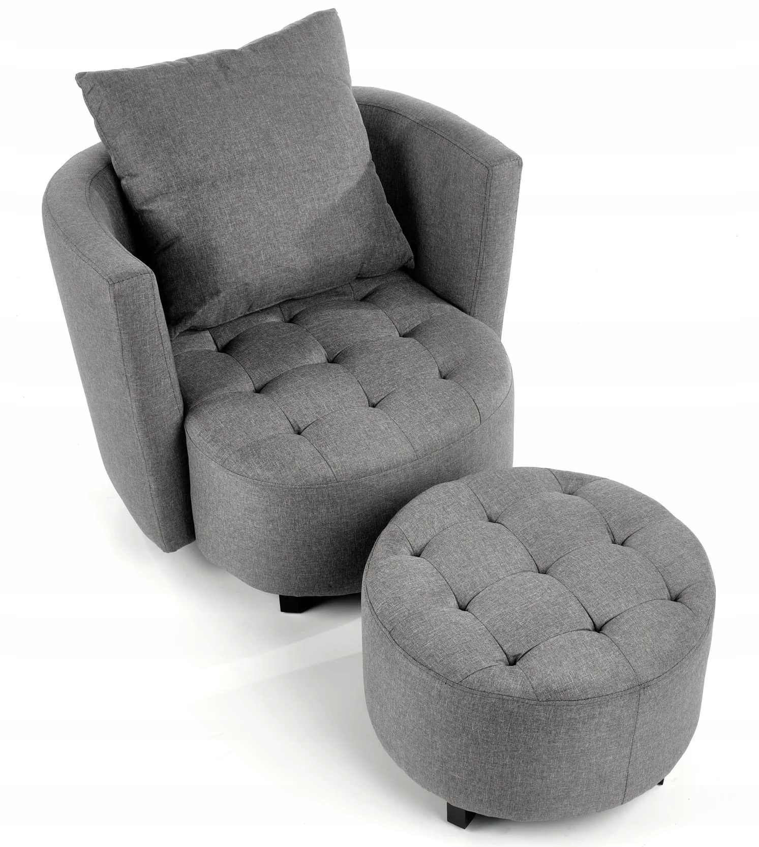 Fotel z Podnóżkiem do Salonu Tapicerowany Szary Bohater 101 Dalmatyńczyków