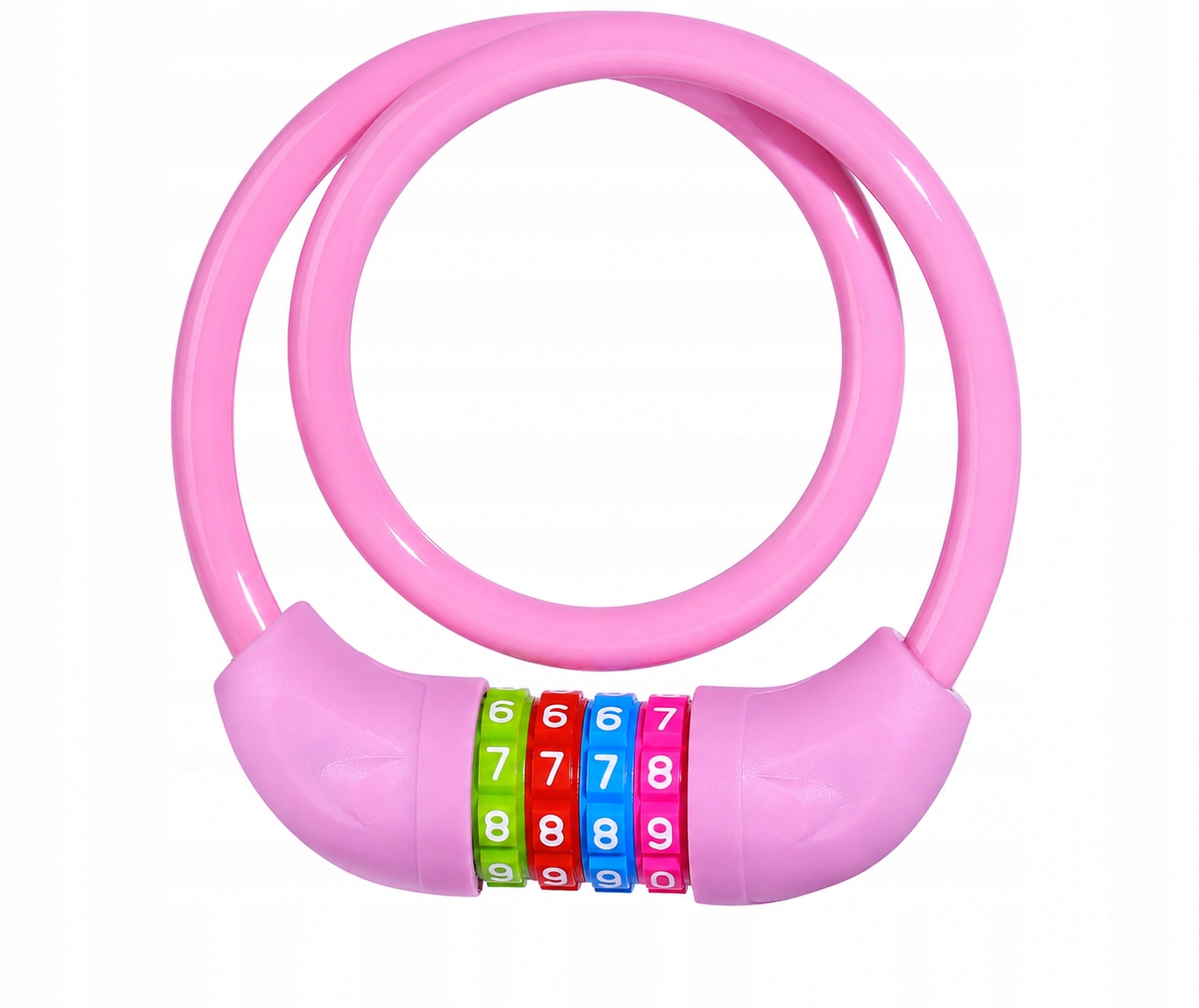 Zapięcie Rowerowe Linka 65 CM Zamek Szyfrowy 4-CYFROWY Różowy