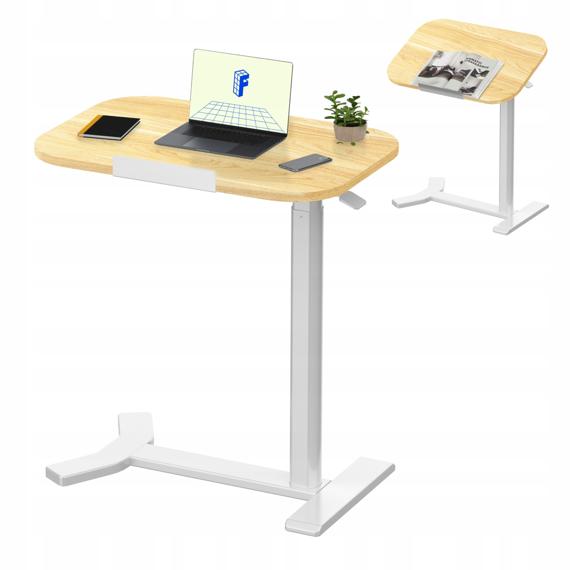 FlexiSpot Pomocný stolík s nastaviteľnou výškou na posteľ a pohovku, 60 x 40